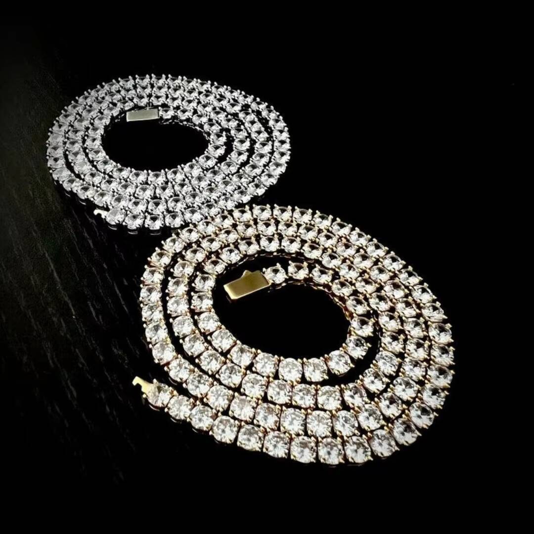Hip Hop 5mm Tennis Chain 1 Row Cubic Zirconia Diamond Necklace 18k Gold Plated Tennis Necklaces Fine Jewelry