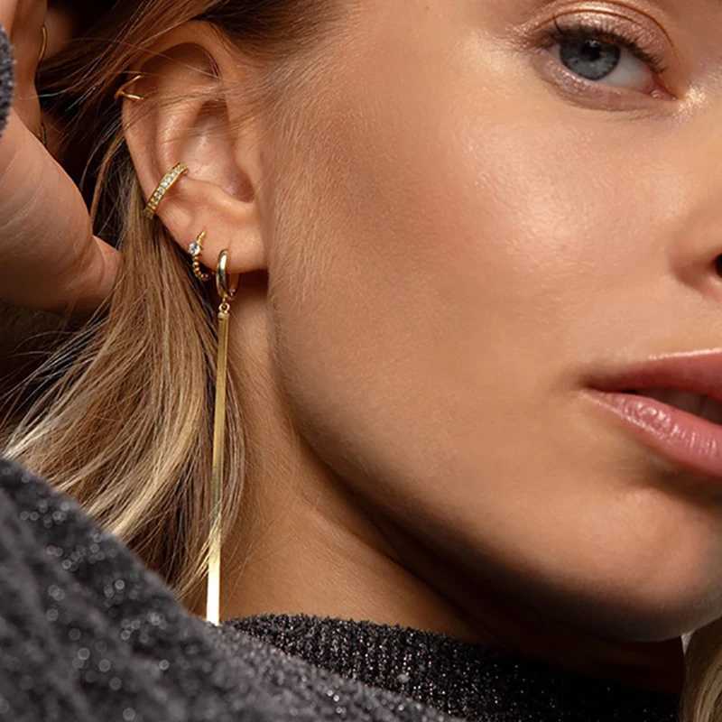Vintage Stainless Steel Snake Chain Small Hoop Earrings for Women Simple Punk Long Tassel Unique Korean Earrings Wedding JewelryXJ250722