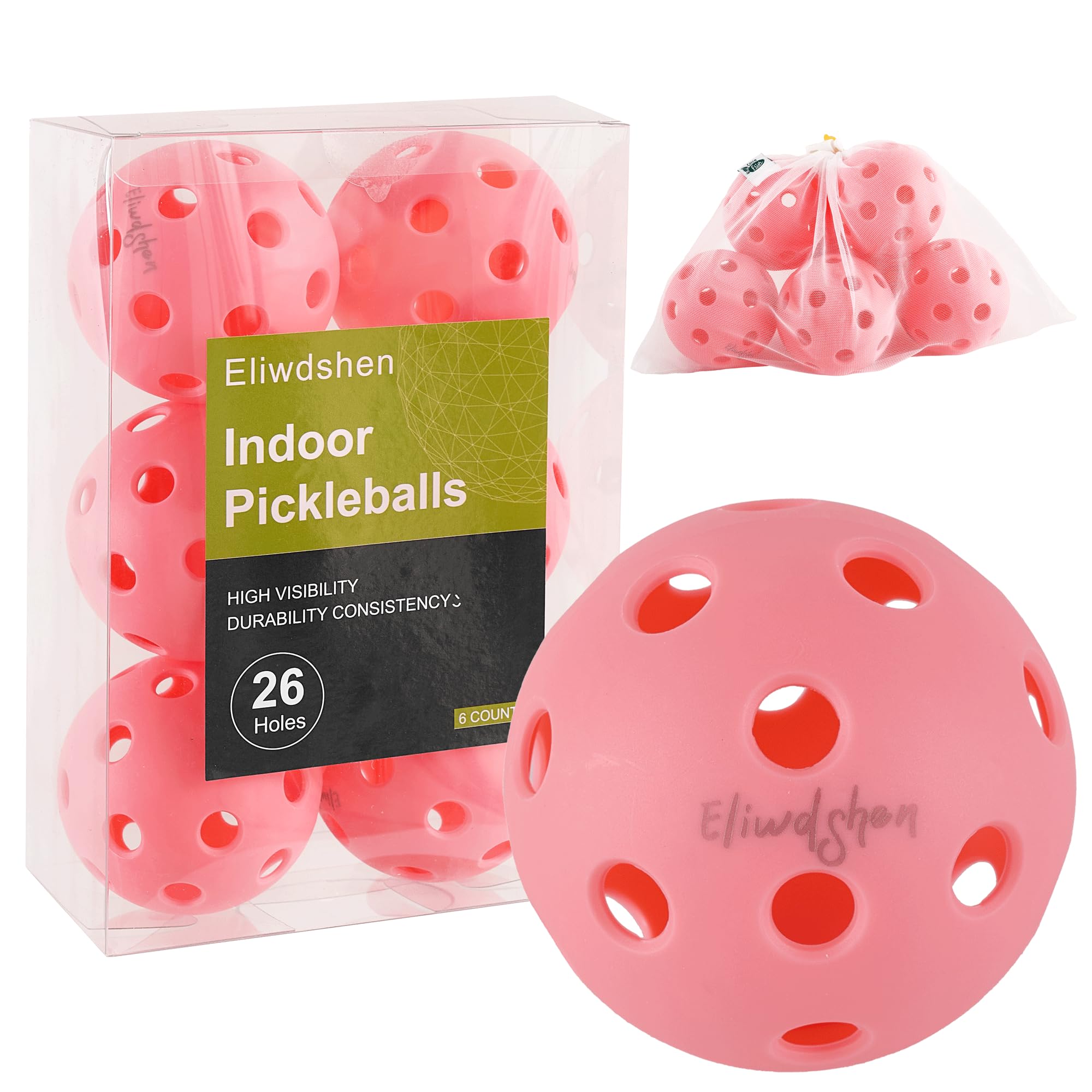 Pickleball Balls Set - 6 Pack, Outdoor & Indoor Use, Perfect for Paddle Rackets Games