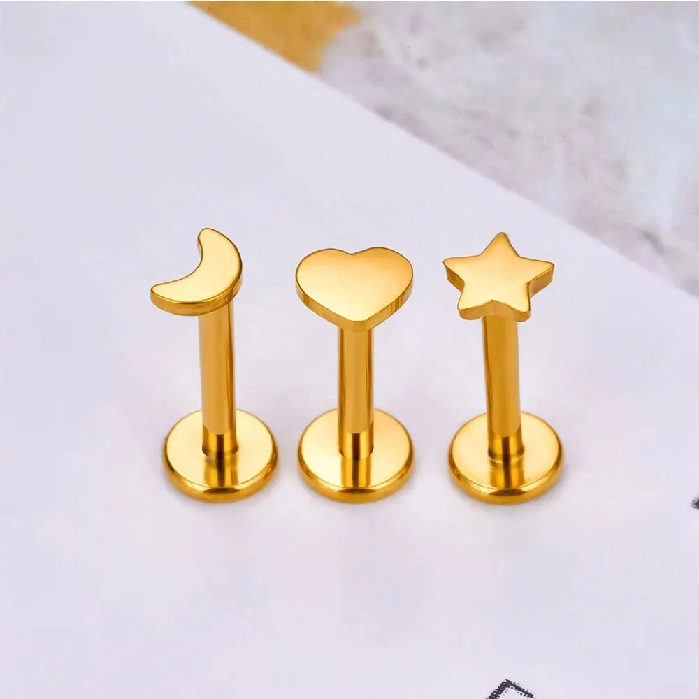 5Pcs/lot Lover Gift ASTM 36 16G Cartilage Tragus Earrings Ear Lip Helix Studs Tongue Nail Body Piercing Jewelry 250722