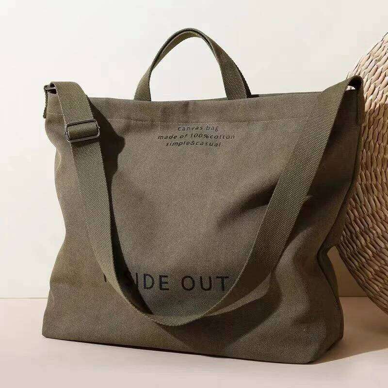 Large capacity commuter canvas messenger Laptop Simple all-in-one Tote Academy girl crossbody bag zwq