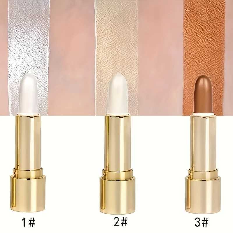 1pc/3pcs/Highlight and Contour Stick Side Shadow Face Concealer Highlighter Stick Golden Tube Shimmering Concealer Stick W250722