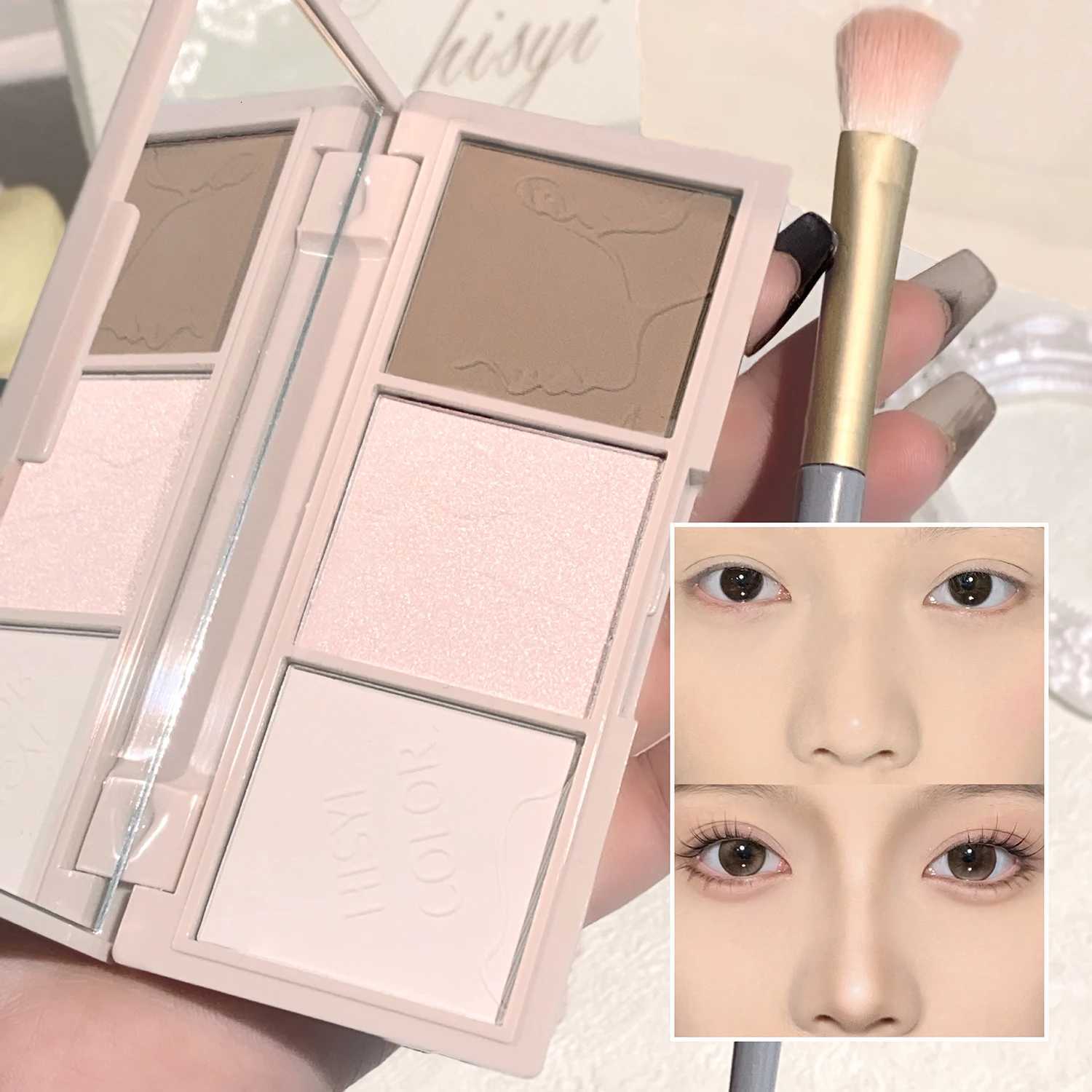 ight Sensation Three-Color Contour Powder Lescent and Matte 3D Highlight and Shadow Powder All-in-One Palette W250722