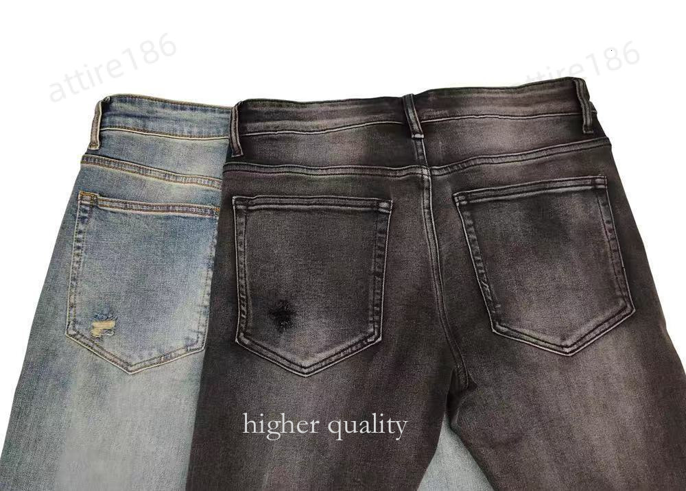 balmapeans style split motorcycle pants Designer denim clothing Fashionally fitted men's jeans Men's black high-end quality rock and hip-hop