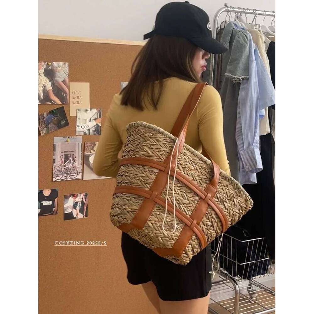 2022 Basket Summer Straw Fashion Beach Big Rattan Shoulder Bags Large Capacity Woven Bag Hand-Made Handbags City Bag
