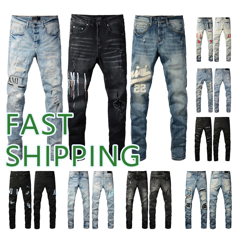 mens amiridenim jeans designer jeans luxury fashion men jean cool style denim Casual designer pant distressed ripped biker black blue jean slim fit motorcycle 11