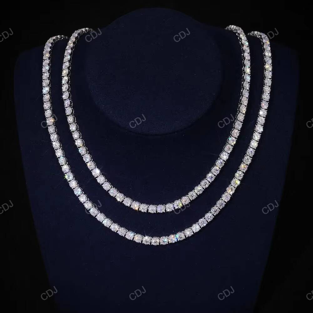 Luxury Real Moissanite Diamond Tennis Chain Jewelry 5mm 22 Inches Gold Plated Tennis Chain Necklace For Men And Women
