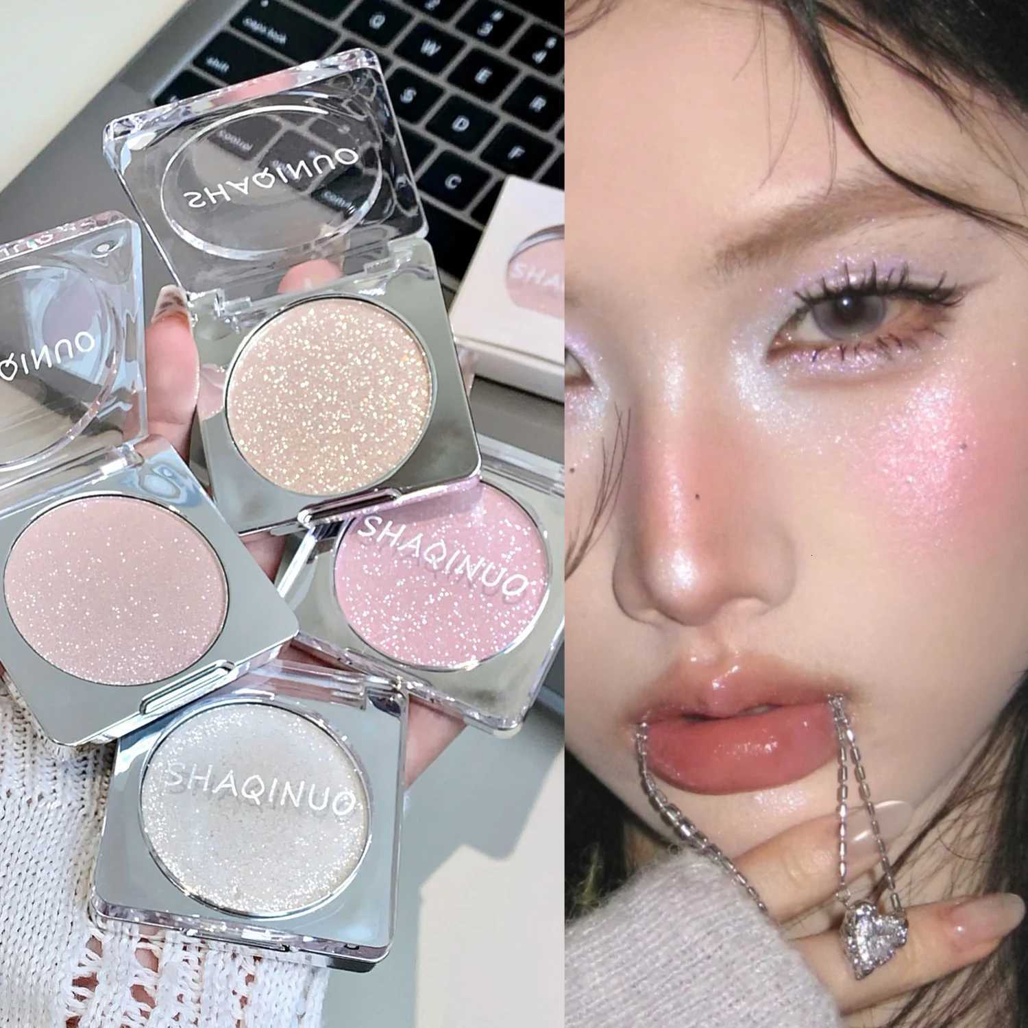 4Color Diamond Highlighter Powder Palette Waterproof High Gloss Glitter Body Highlight Eyeshadow Face Contour Illuminator Makeup W250722