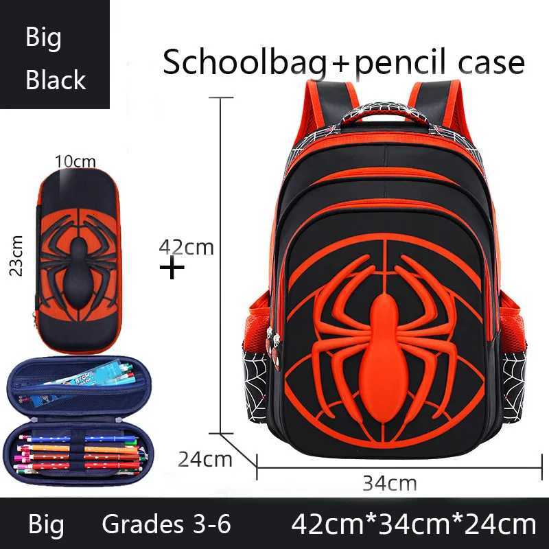 Spider Backpack + Pencil Case Set for Boys School Bag Elementary for Kids School Bag Cartoon Waterproof Primary Backpack Y250722