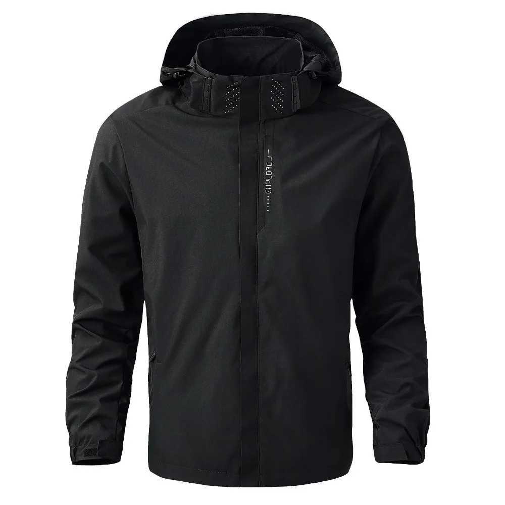 Mens Waterproof Rain Jacket Lightweight Outer Hooded Outdoor Raincoat Hiking Windproof Jacket Climbing Outdoor Jackets W250722