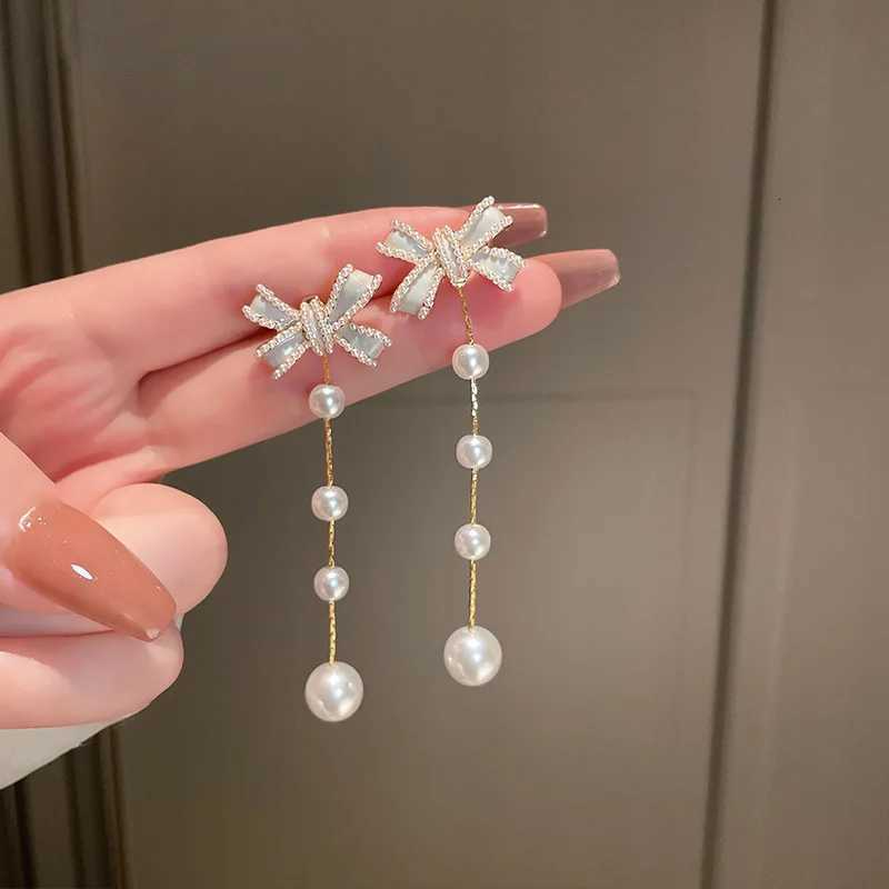 Delicate Sweet Flower Bow Pearl Drop Earrings for Women Elegant Bowknot Long Tassel Earrings Girls Party Wedding Jewelry Gift XJ250722