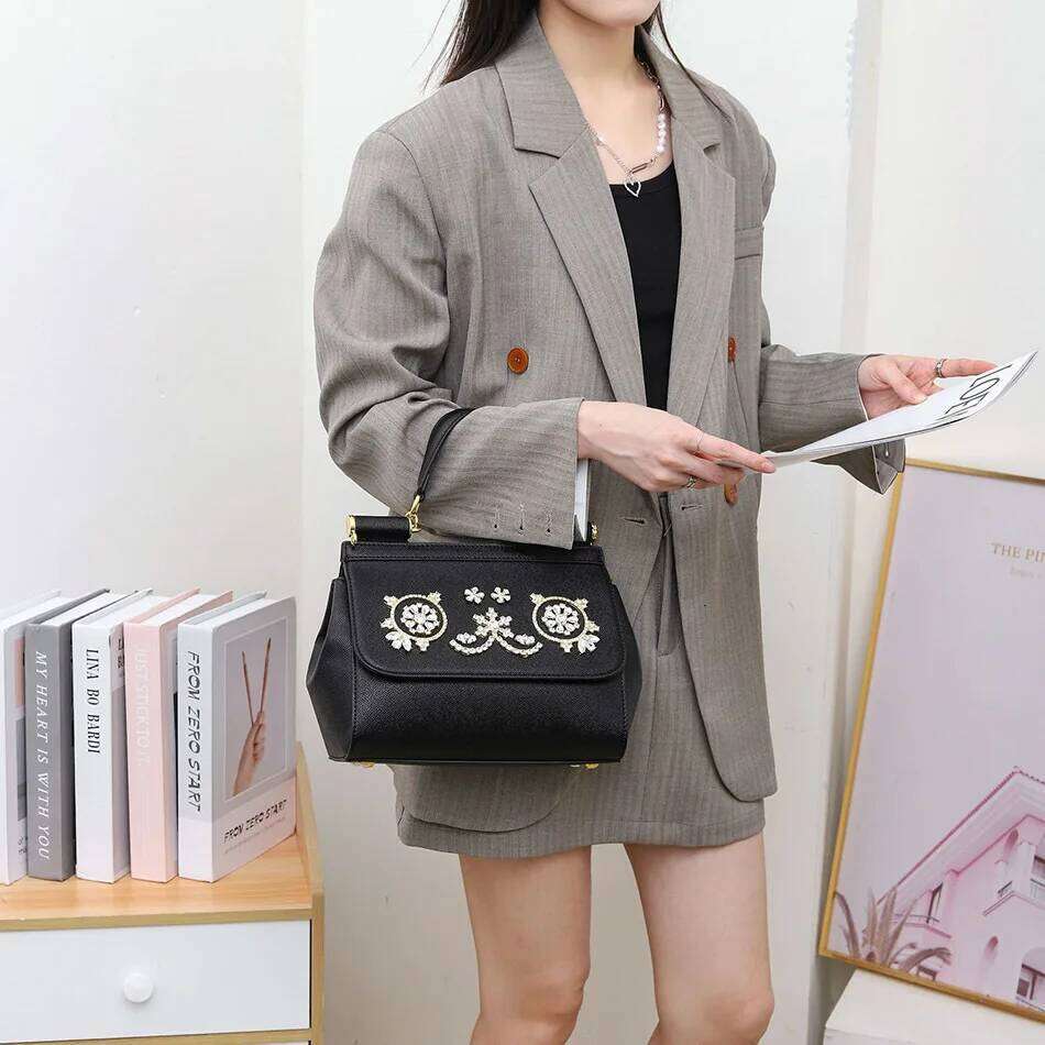 Women's Microfiber Dia Top Handle Shoulder Bag with Metal Frame Retro Crossbody Design for Ladies