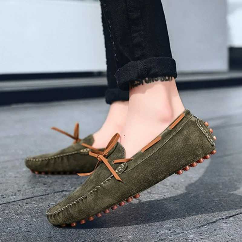 Mens Casual Shoes Suede Loafers Classic Leather Shoes Soft Driving Flats Luxury Moccasins Hot Slip on Men Shoes Plus Size 38-49 XJ250722