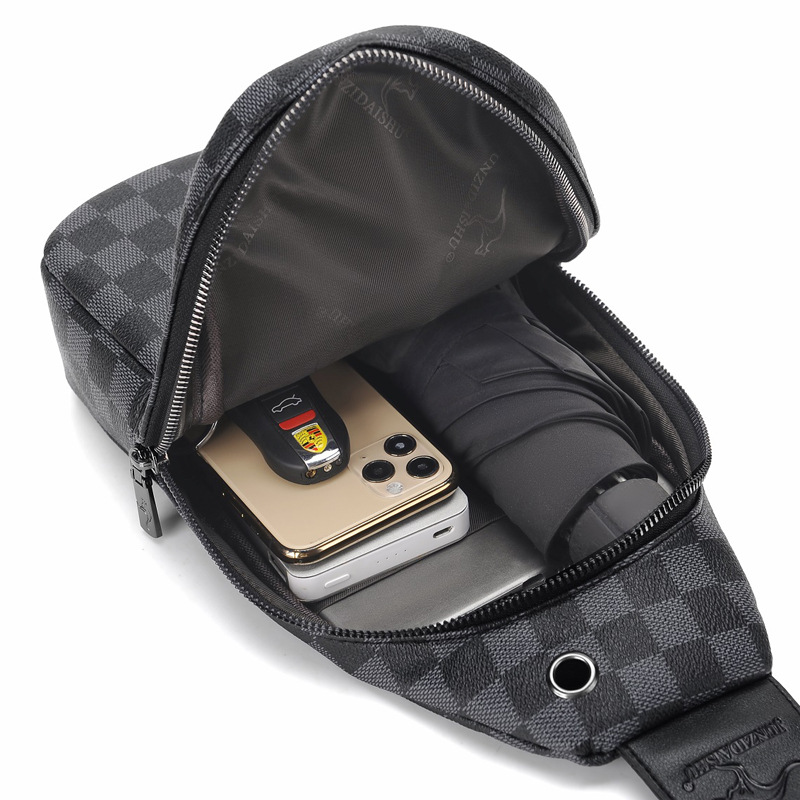 Plaid chest bag new cross-body bag men's shoulder bag trend simple cycling backpack mobile phone bag trend