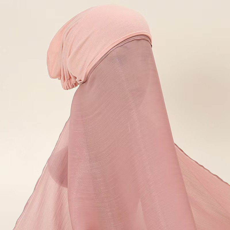 T1284 New bright silk island wrinkle scarf with hood and straps for ladies