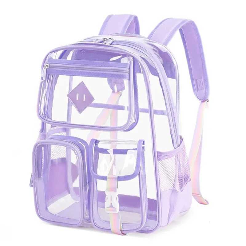 Clear Backpack for School Girls Large Capacity Waterproof School Bag Fi Transparent PVC Backpack for Primary School Students Y250722