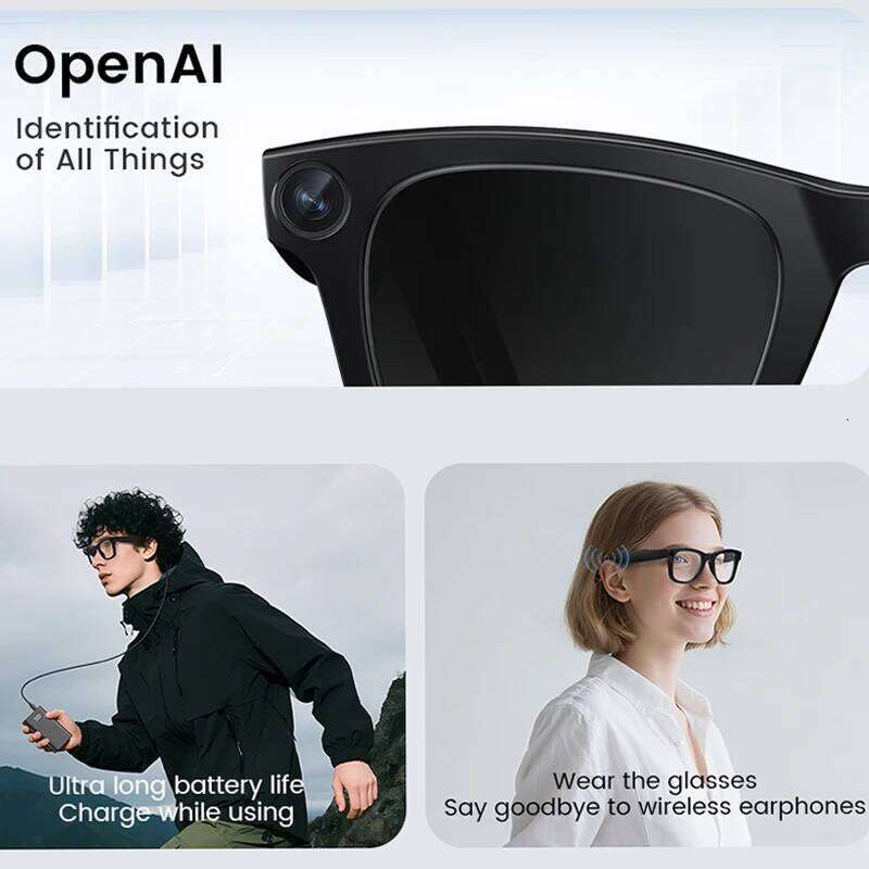 AI Smart Camera Video Recorder Sunglasses Men Women 2025 Translation Headphones Sun Glasses Waterproof Anti Blue Light Eyewear