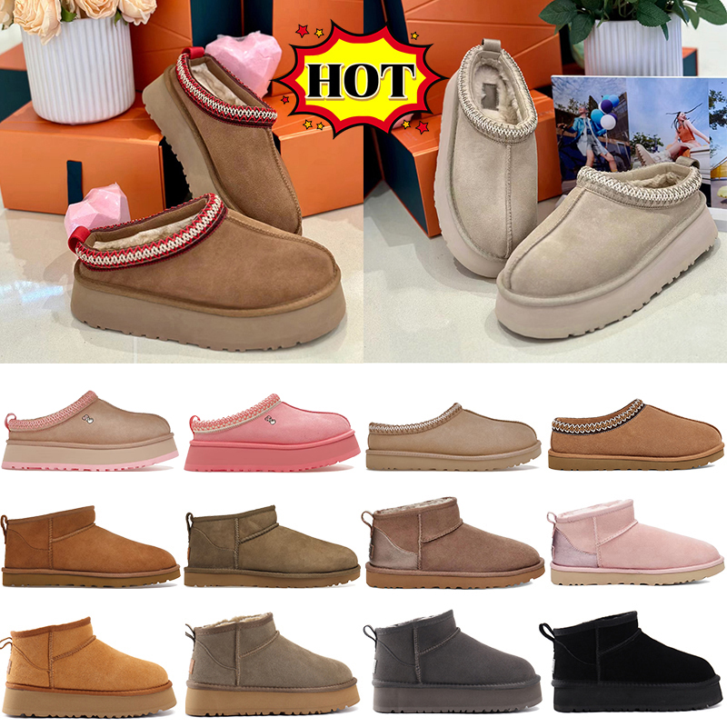 Designer Womens boots Classic ultra mini platform snow boot Tasman booties women Winter Warm Wool Shoes outdoor Tazz Suede Shearling platforms Slipper Size 35-46
