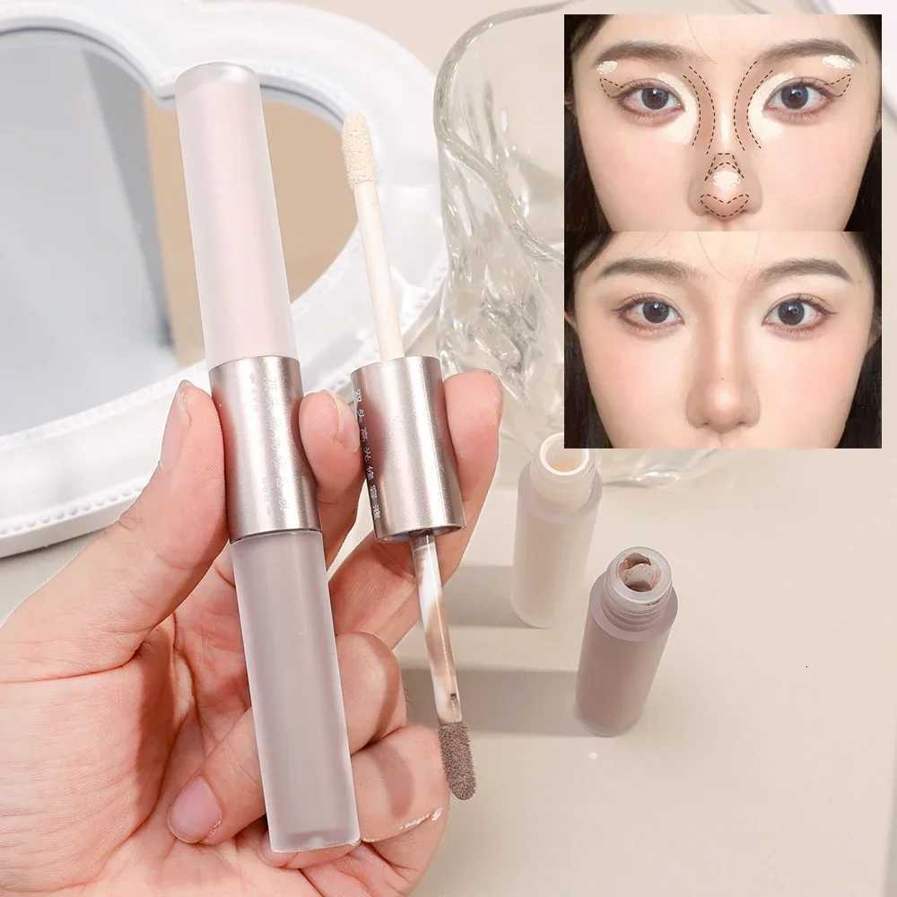 2-in-1 Matte Contouring Bronzer Stick Highlighter Gray Brown Nose Shadow Cream Double-ended Brightening Highlighter Makeup Cosmetic W250722