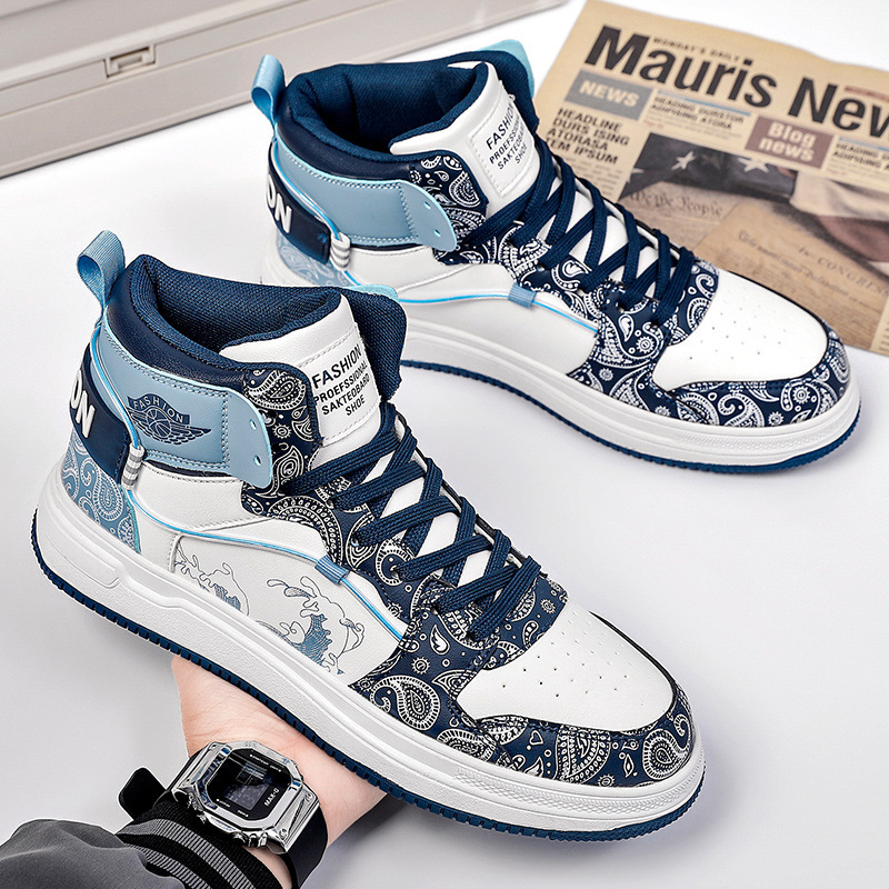 Sports shoes men autumn and winter high top leather casual shoes fashion leisure sports shoes sneakers men 2025