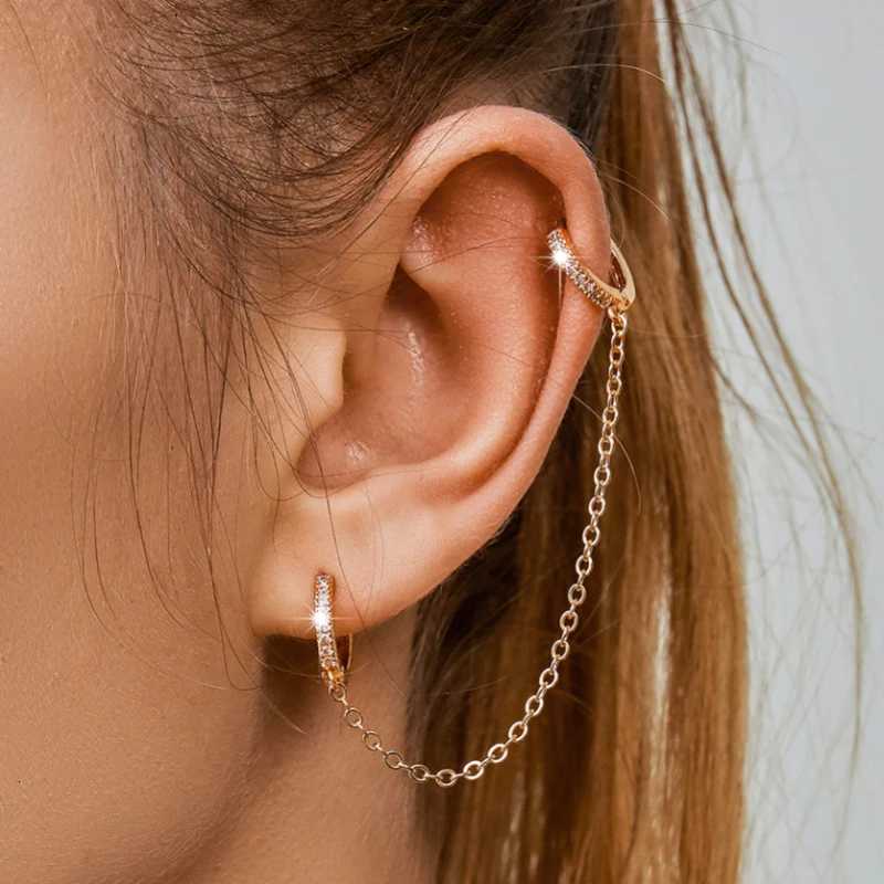 Fashion Round Hoop Earrings For Women Charm Trend Silver Color Chain Tassel Earrings Two Pierced Ears Party Jewelry Wholesale XJ250722