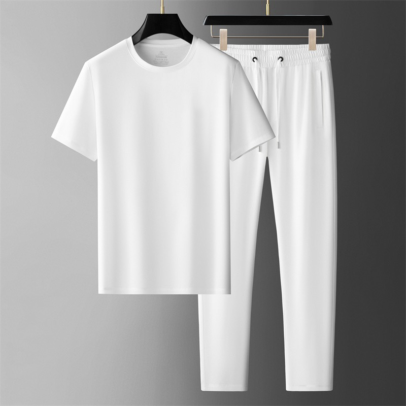 Men's Tracksuits Design Brand 2025 Men's Summer Lightweight Short-Sleeve Loose Pants for Middle-Aged Men, Cotton Two-Piece Set
