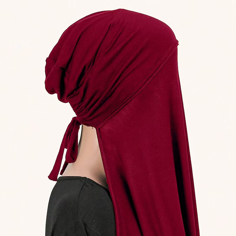 T1281 new style mercerized cotton with strap hood integrated lazy headscarf shawl scarf