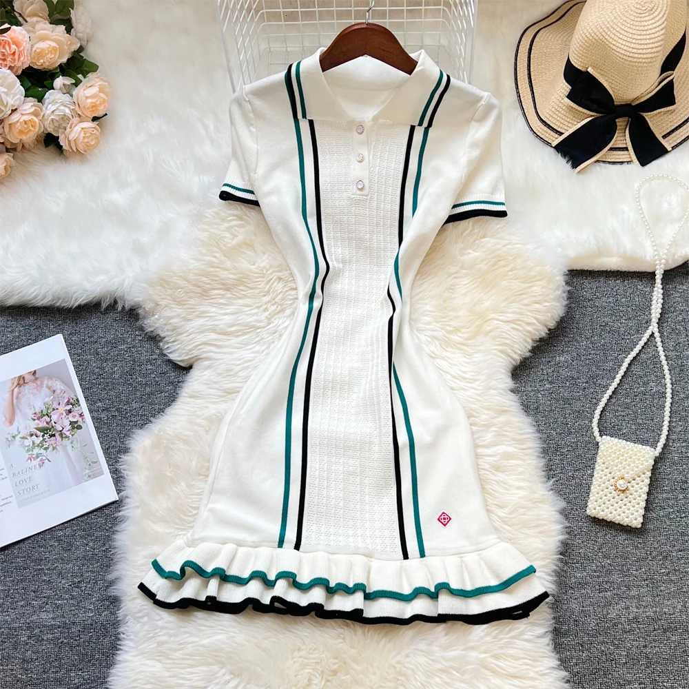 Yuoooo Brand Fashion Women Knitted Mini Dress Ins Hot Sexy Package Hips Ruffled Party Dress Streetwear Lady Outfits Dresses XJ250722