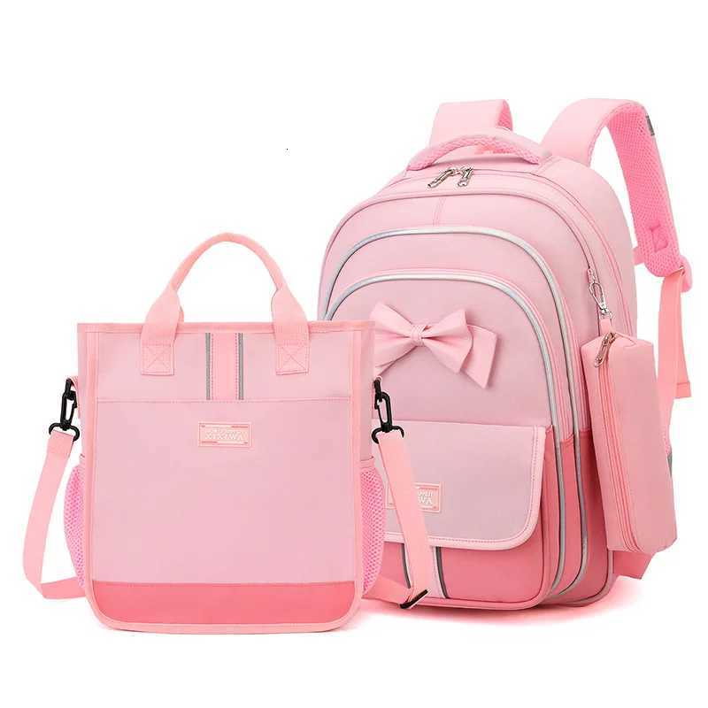 3-piece Children Bow School Bag for Boys and Girls 2 Sizes of High-Capacity School Backpacks Kids Nylon Waterproof Schoolbags Y250722
