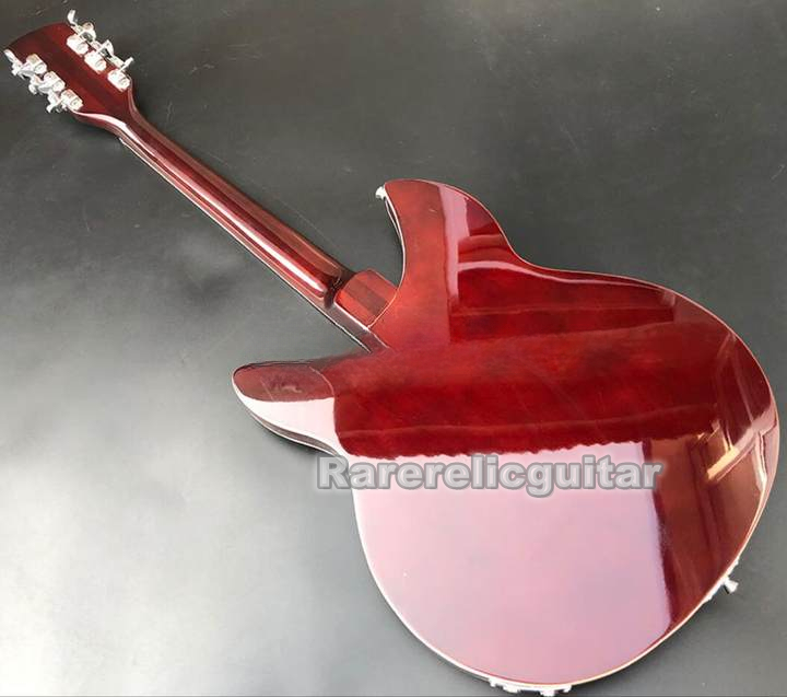 High Quality 12 String Semi Hollow Body Electric Guitar Wine Red Color, R Shaped Tailpiece, Rosewood Fingerboard