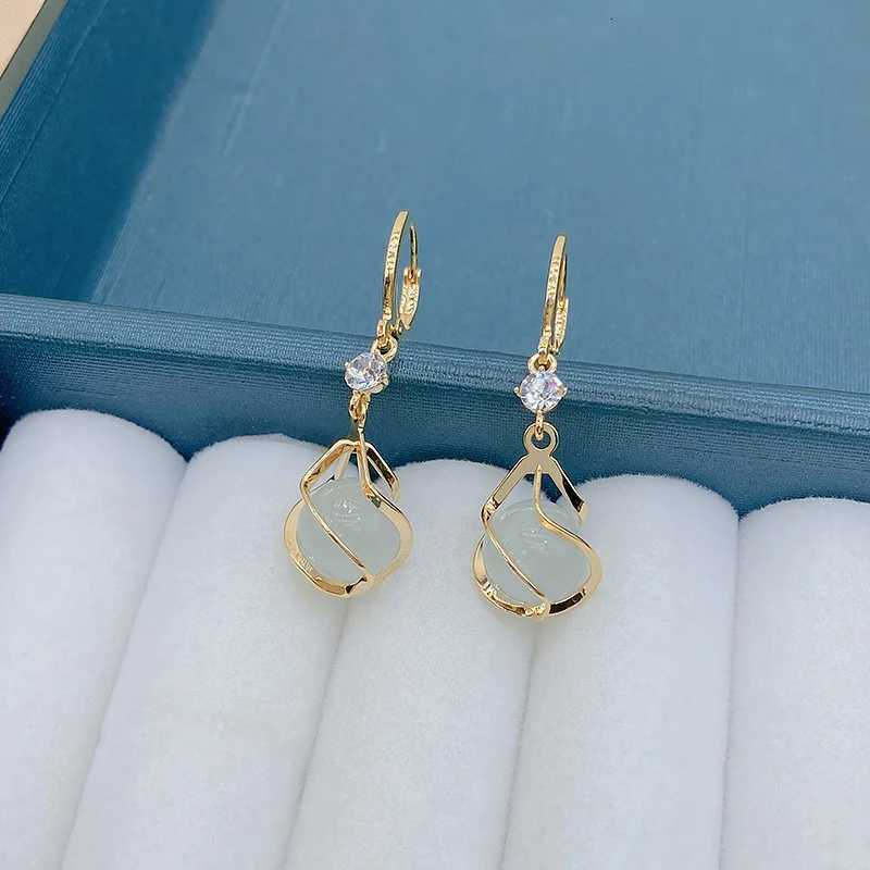 High Quality Crystal Zircon Round Opal Hollow Long Tassel Water Droplets Earrings New Womens Fashion Jewelry Romantic Girl Gift XJ250722