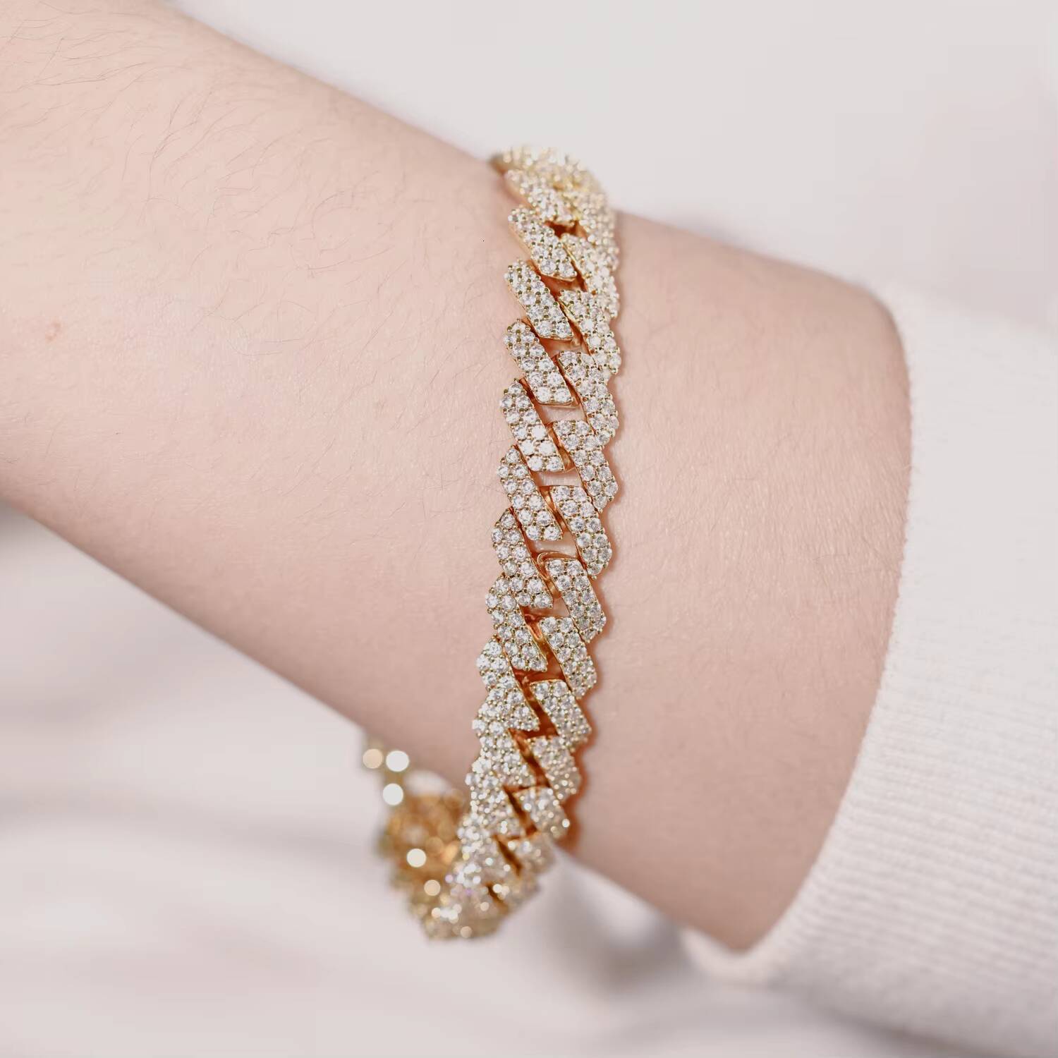 Miami Cuban Link Wedding Jewelry Set Moissanite Bracelet Bangle Hip Hop Style