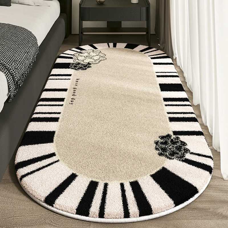 VIKAMA Cashmere Imitated French Small Fragrance Bed Rug Advanced Sense Living Room Study Oval Dirt Resistant Non-Slip Carpet XJ250722