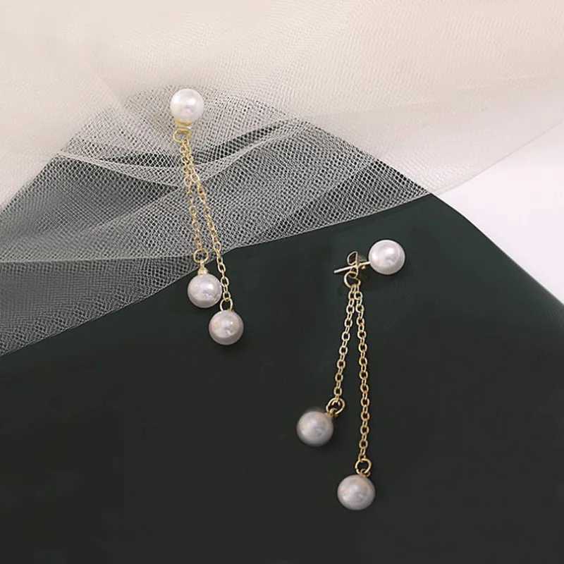 Fashion Korean Pearl Earrings for Women Pearl Tassel Drop Earrings Temperament Long Earrings Wedding Party Jewelry XJ250722