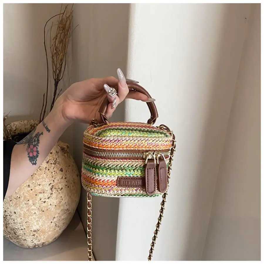 Handheld reliable small square bag simple summer woven shoulder bag trendy and high-end mens bag Y250722