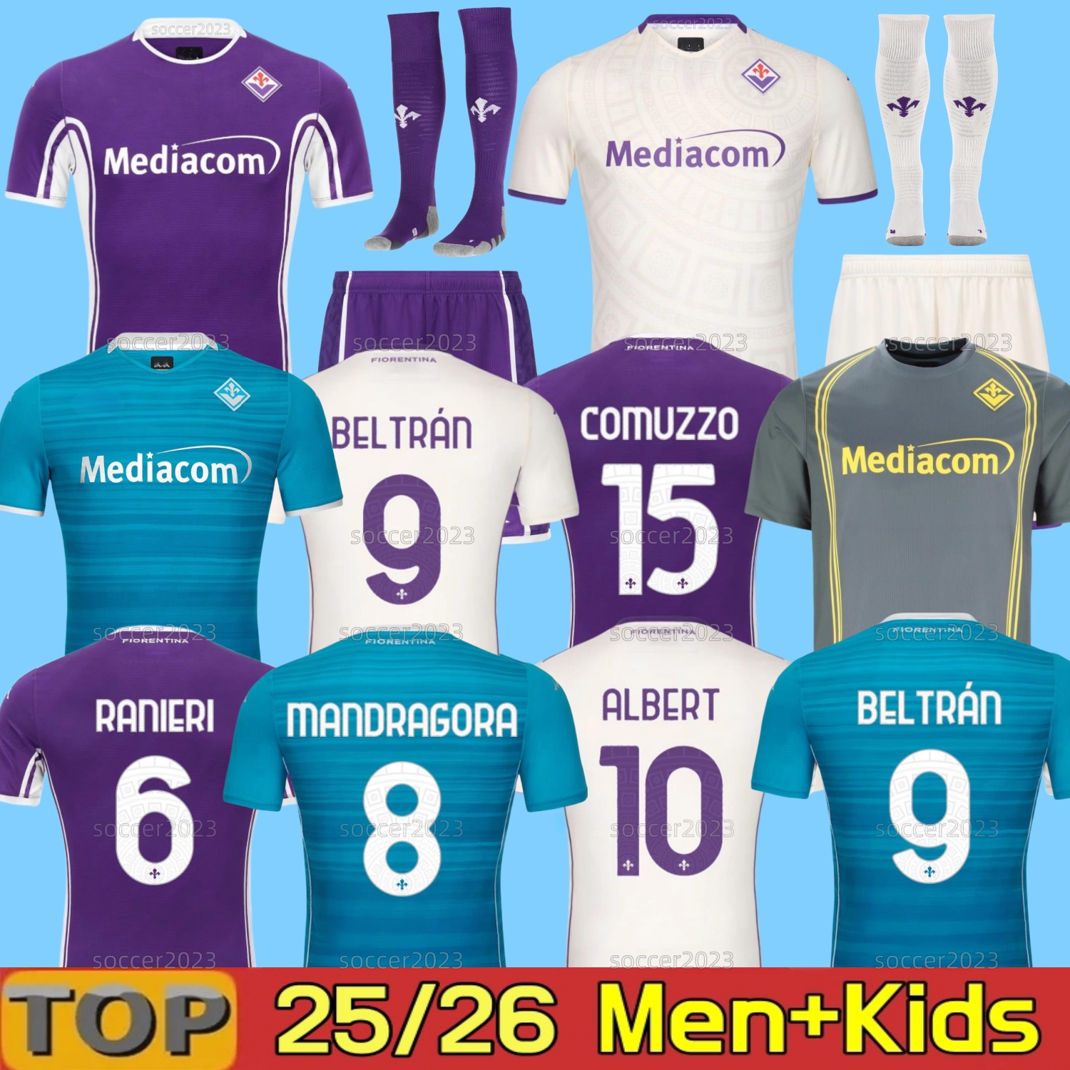 2025 2026 FiorentinAS KEAN Soccer Jerseys BELTRAN ALBERT BIRAGHI SOTTIL MANDRAGORA J.IKONE BREKALO KOUAME DE GEA COLPANI 25 26 home football shirt men kids Firenze
