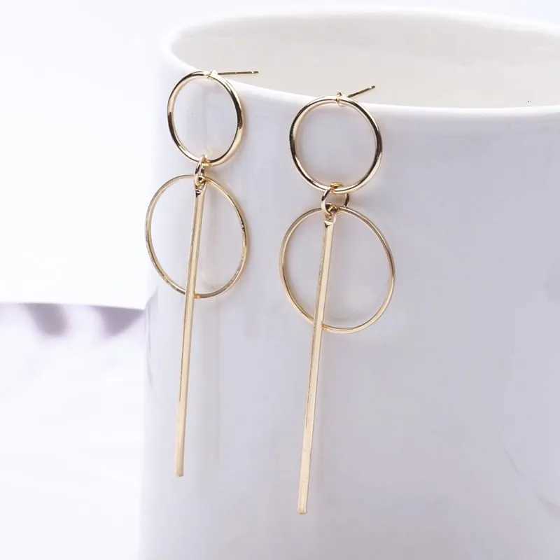 New Fashion Punk Simple Gold Long Tassel Pendant Circle Drop Earrings For Women Gifts Ear Jewelry Wholesale XJ250722