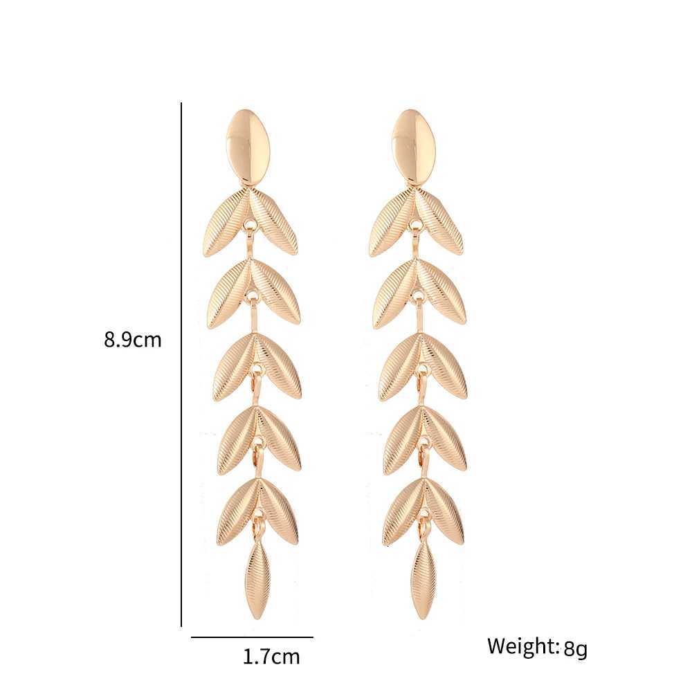 New Long Tassel Metal Leaves Earrings For Women Metallic Texture Splicing Pendant Earrings Fashion Female Jewelry Accessories XJ250722