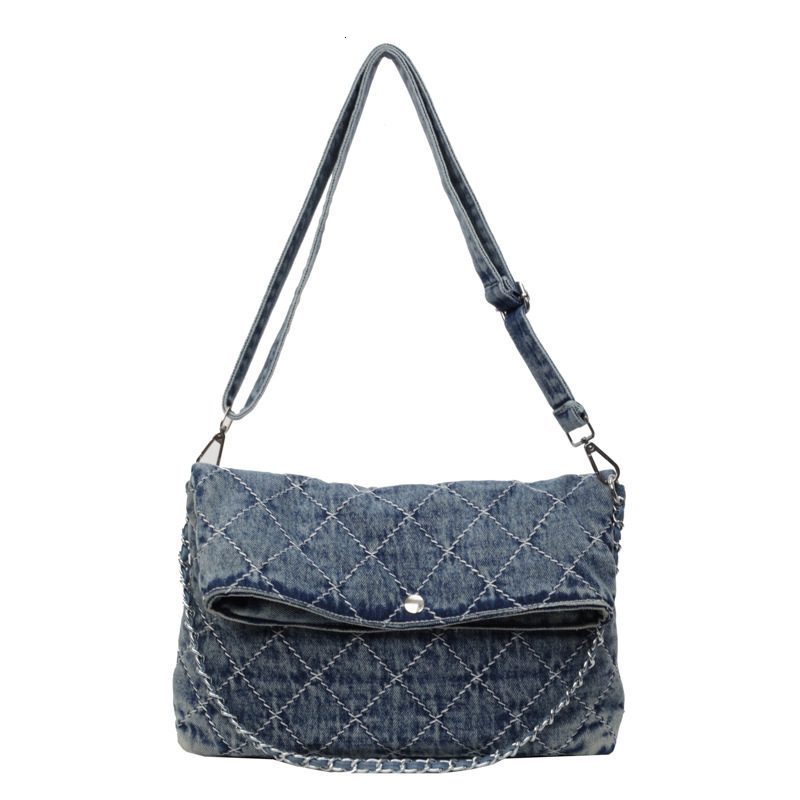 2025 Summer new women's crossbody bag women's trend large capacity denim handbag new diamond chain underarm women's shoulder bag new de