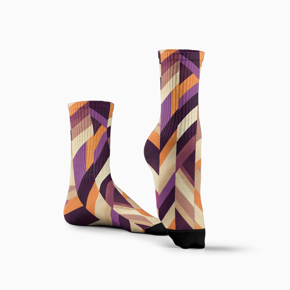 Color - Block Geometric Pattern Unisex Tube Designer Socks C084