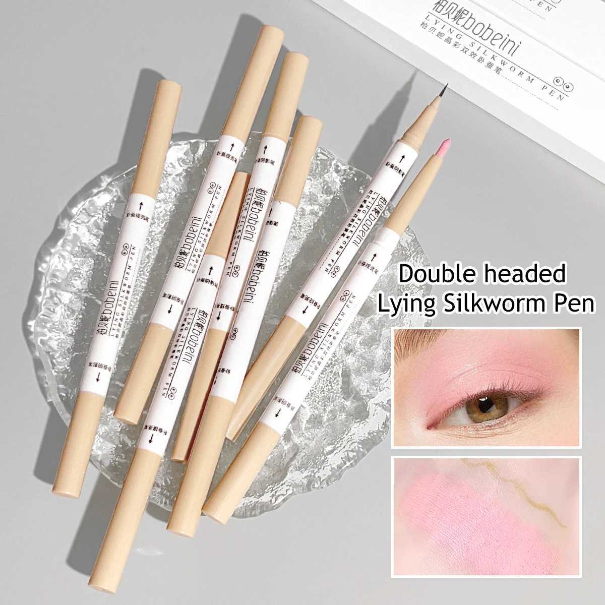 Double-ended Horizontal High-Shine Eyeshadow Brush - Natural L Color - Fine Highlighting - Convenient Touch-Up Makeup W250722