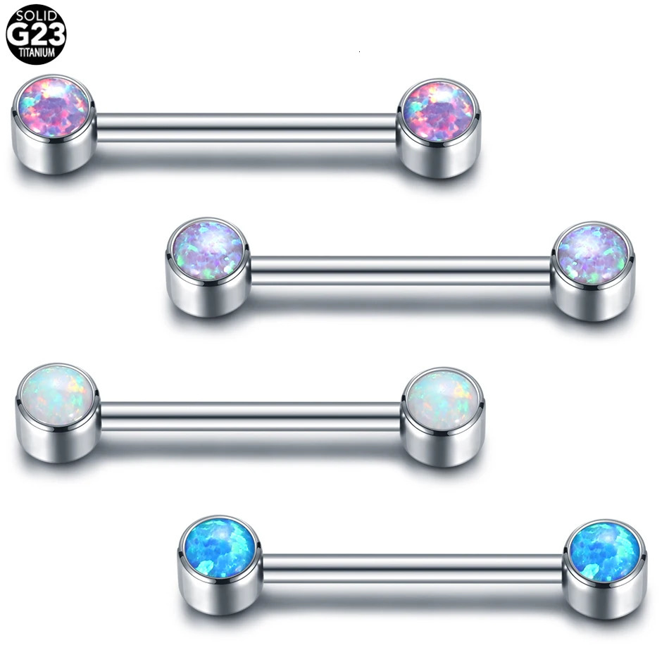 1PC CZ Bezel Nipple Tongue Ring 14G Cubic Zirconia Internally Thread Opal Nipple Barbell Piercings Sexy Women Jewelry 250722