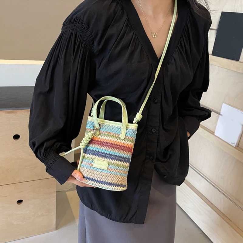 Mini Striped Str Crossbody Bags for Women Summer Shoulder Bags Handbags and Purses Weave Beach Bag Y250722