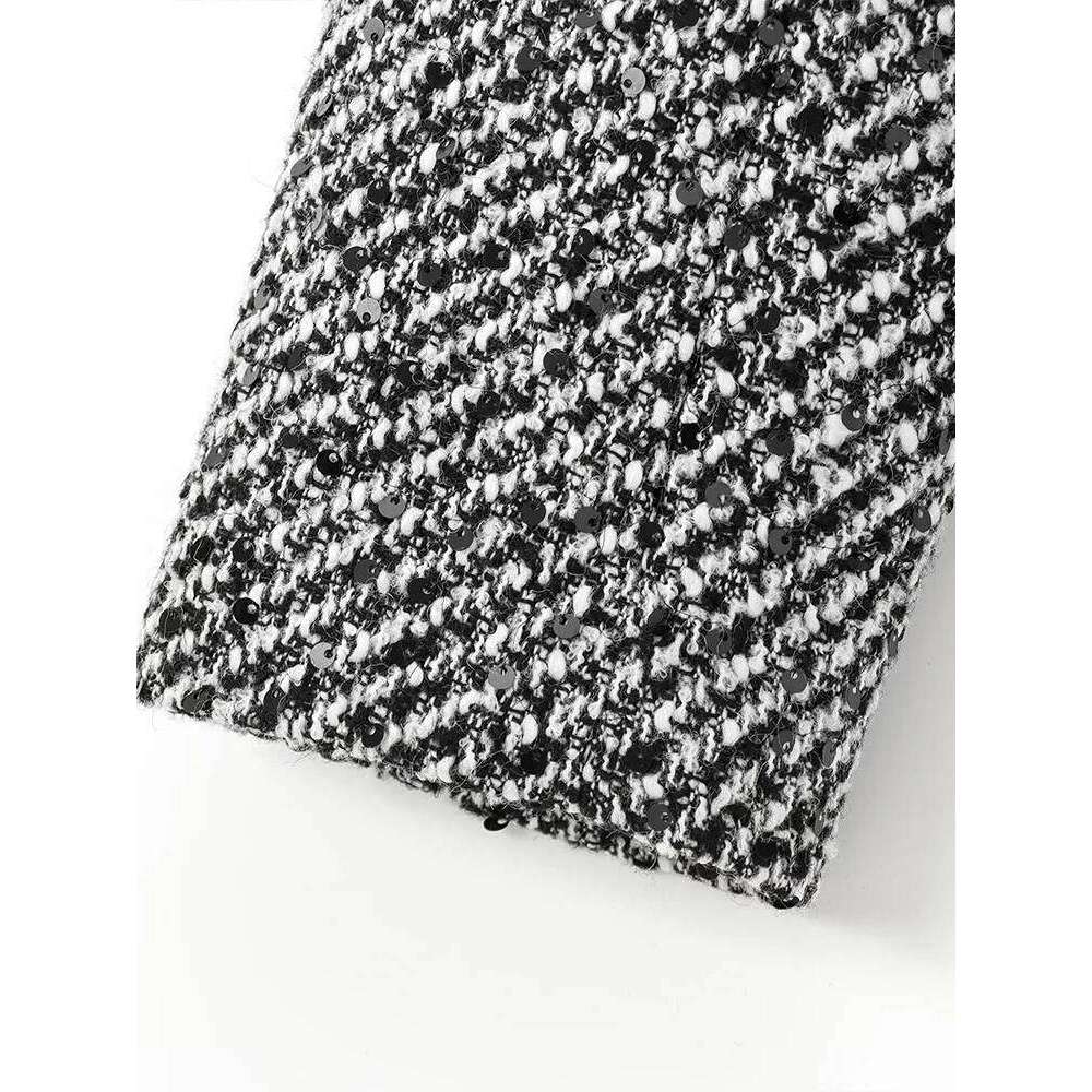 hoodie New autumn and winter style temperament advanced sequins textured lapel short suit jacket jacket