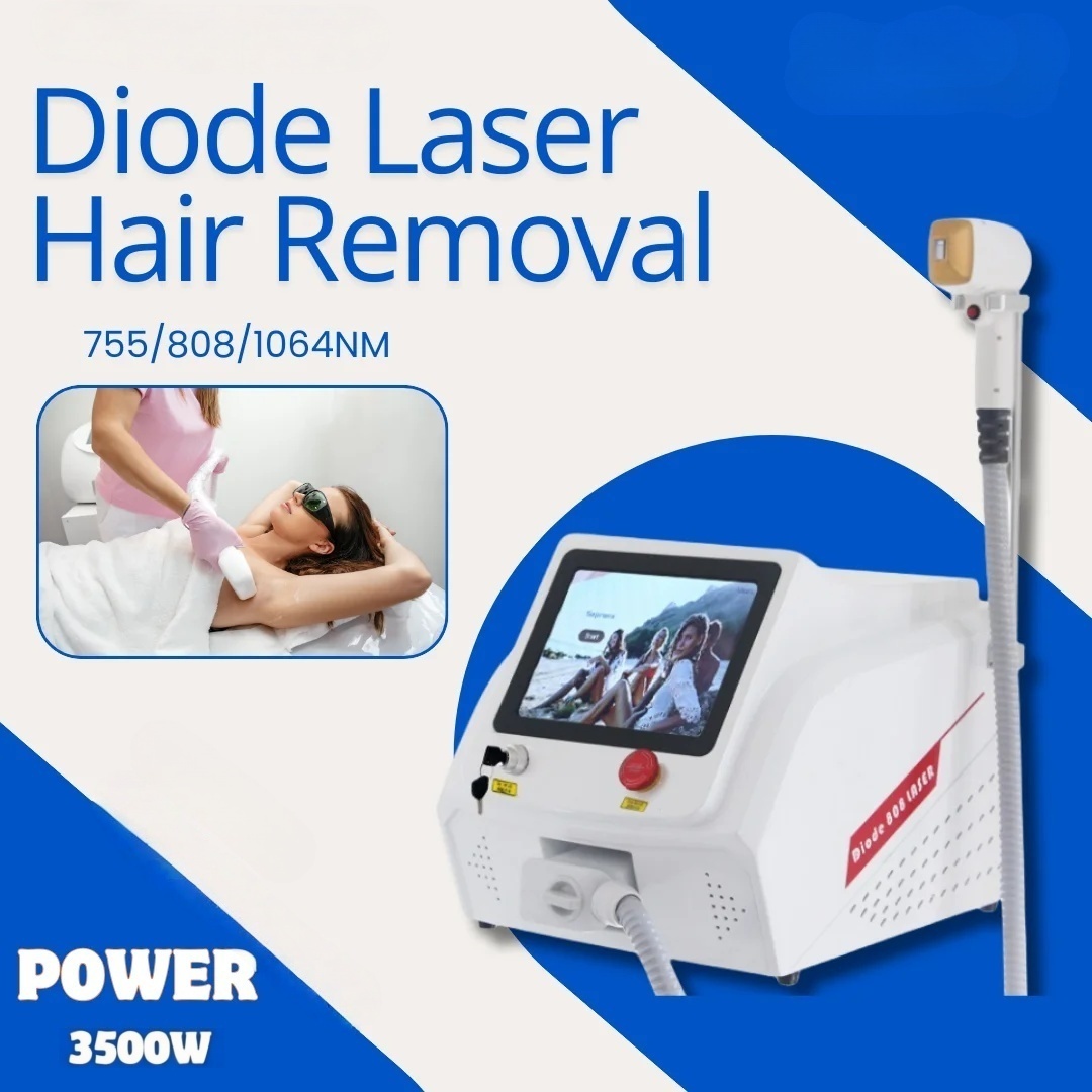 Newest Laser Hair Removal Device Diode Laser 3 wavelength 755nm 808nm 1064nm Ice Point Painless Permanent Hair Removal Machine Suitable for home and b