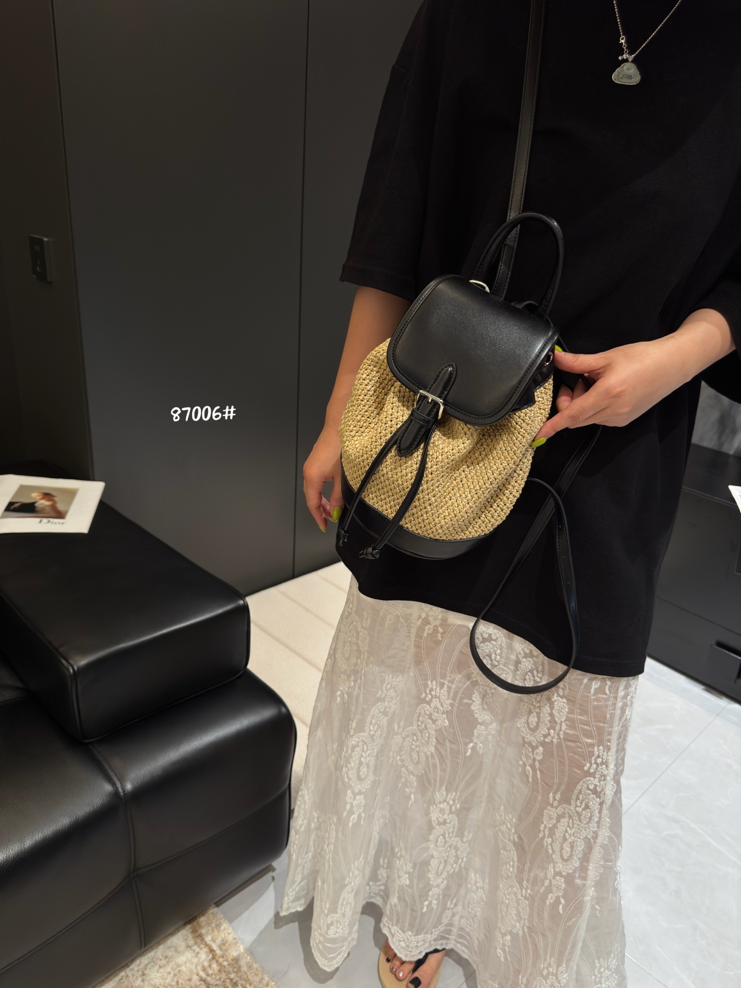 Free shipping designer bag 2025 Lazy Style Casual Large Capacity Straw Backpack For Women New Color Block Fashion Versatile Bag Single Shoulder Bag Ba
