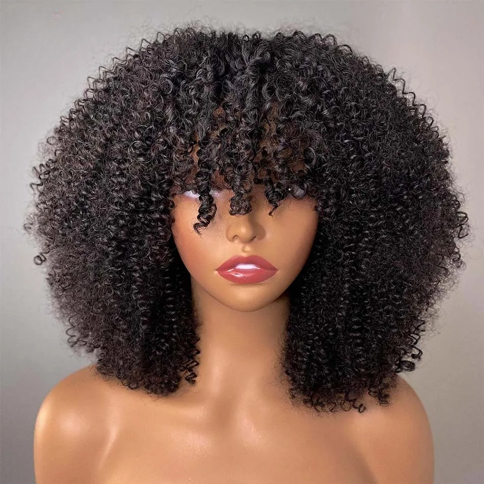 Afro Kinky Curly Wig Human Hair Short Wigs For Woman Human Hair Natural 4B 4C Brazilian Hair Wigs Full Synthetic Lace Front Wig