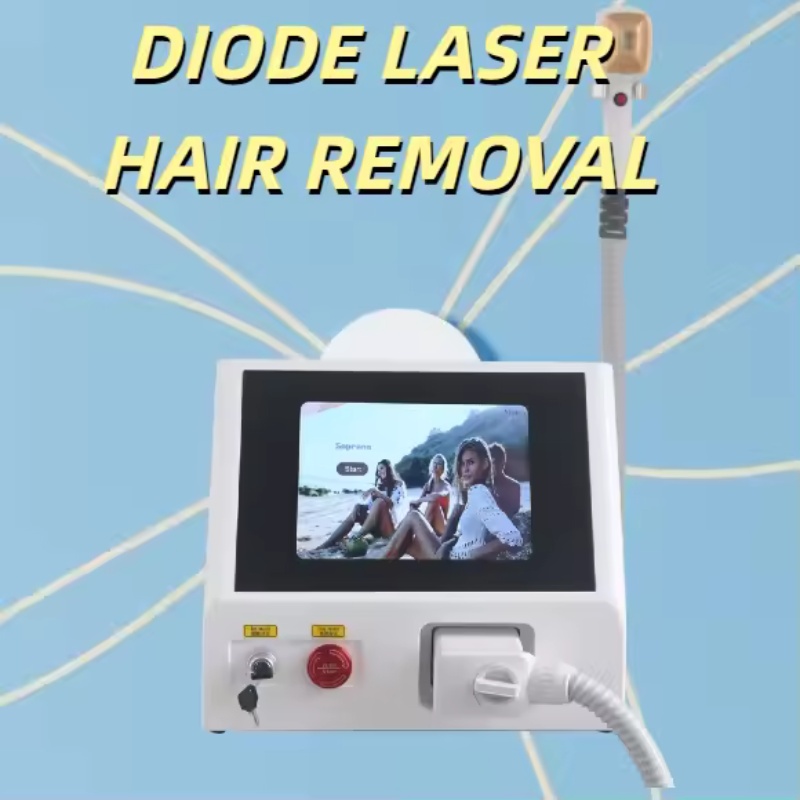 808nm Diode Laser Hair Removal Machine Permanent Removal Cooling Head Painless Laser Epilator 3 wavelength 755nm 808nm 1064nm Suitable for home and be