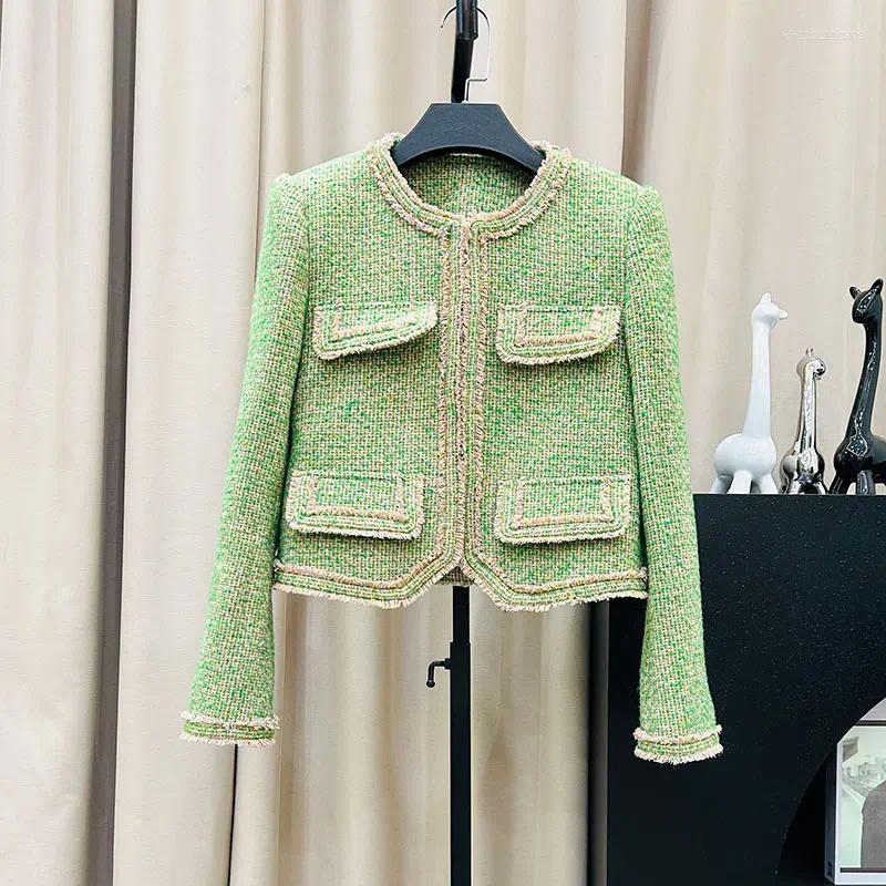Two Piece Dress Fashionable And Elegant Retro Celebrity High-end Temperament Design Sense Gem Green Small Fragrance Jacket Skirt Suit