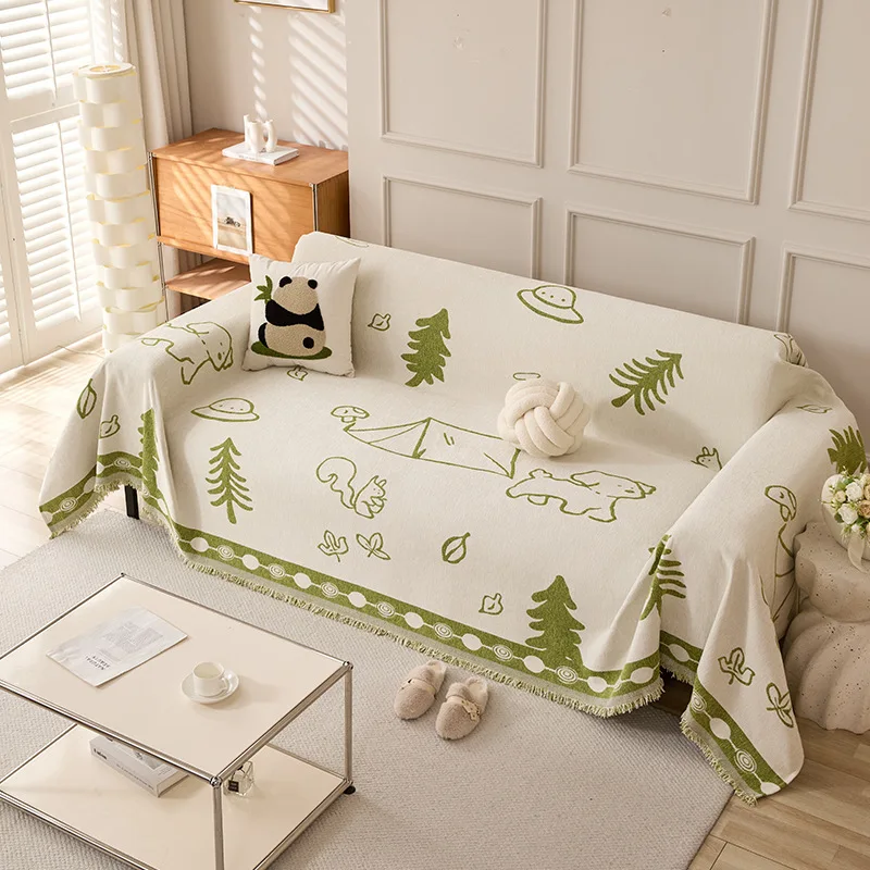 VIKAMA Four Seasons Universal Non-Slip Sofa Towel Geometric Jacquard Living Room Sofa Bedroom Sofa Towel Ins Wind Home Match